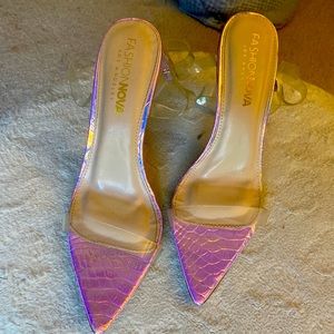 Fashion Nova Coming Through Heeled Sandal - Iridescent